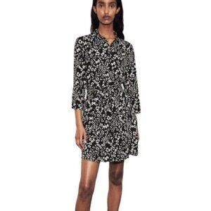 Zara Cheetah Printed Black Miranda Shirt Dress